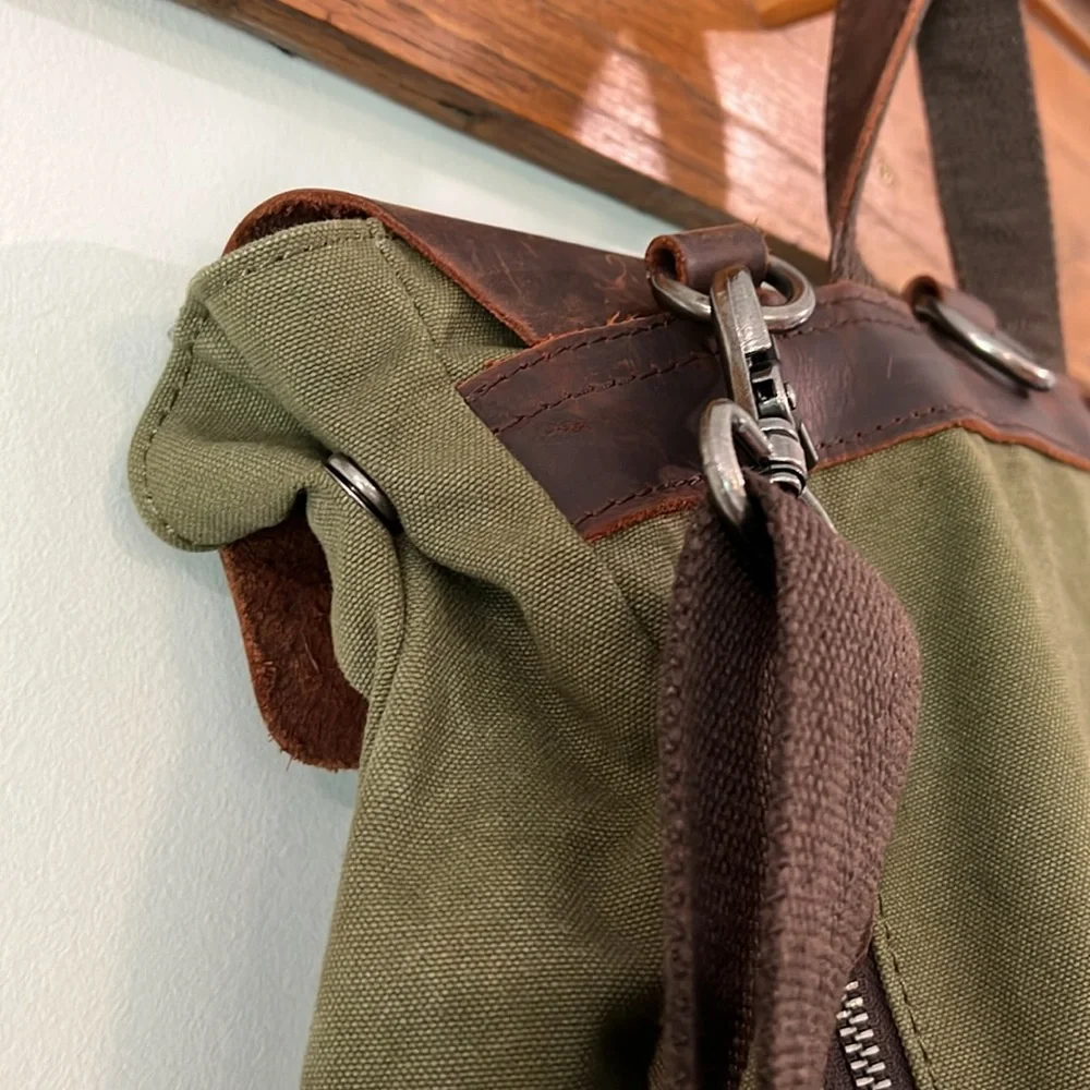 Olive Green Canvas Backpack - Classic,‎ 11x4” depth